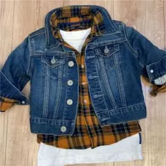 GAP★next★Gジャン デニムジャケット ネルシャツ コーデ 男の子