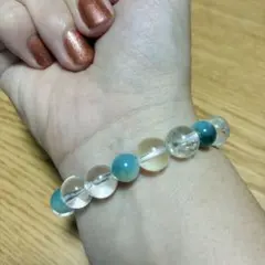 ブレスレット サシ入り水晶(10mm) ×アマゾナイト(8mm)