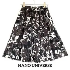 ナノユニバース 花柄フレアスカート 36 Lusso vita 美品 総柄 黒のサムネイル