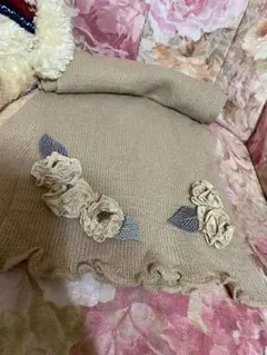 へっぽこ先生♡お花モチーフピンクカーディガン　アトリエまりこ Strawberry and chocolate hexagon granny cardigan with ribbon