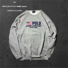 希少90sカナダ製ポロジーンズ ラルフローレン 星条旗 刺繍ロゴ スウェット L