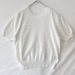 DAZY　 透かし編み　パフスリーブ　ニット S 白 サマーニット 半袖
