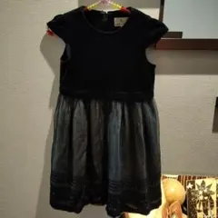 KUMIKYOKU 秋冬用半袖ワンピース LLサイズ 黒/グレー