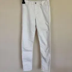 GUホワイト スリムフィットパンツ 140