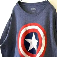マーベル MARVEL キャプテンアメリカン Tシャツ L ネイビー 古着