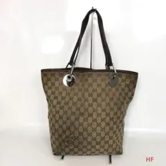 GUCCI グッチ GGキャンバス トートバッグ ブラウン レザー リング金具