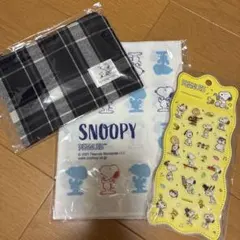 ☆新品☆非売品☆スヌーピー☆ポーチ☆手ぬぐい☆ぷっくりシール☆3点セット☆レア☆
