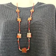 アンティーク調　ヴィンテージ風　ガラスビーズネックレス