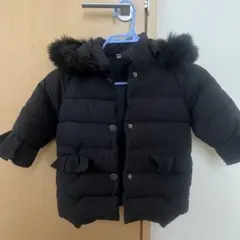 フード付きダウンコート 黒