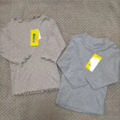 新品未使用 綿100% 長袖Tシャツ ハイネック 2枚セット グレー系