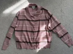 H&M ピンク ストライプ 長袖シャツ