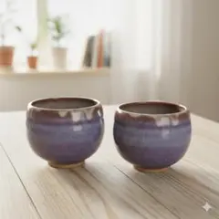 【未使用】美しい紫のグラデーション 湯呑み／（容量160ml）和モダン