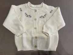 韓国子供服　キッズ ニットカーディガン アイボリー 刺繍