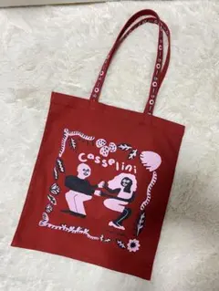 Casselini イラスト付きトートバッグ 赤のサムネイル