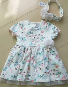 プチバトー 入園式 セレモニー 花柄 ワンピース 6M 60 70 ヘアバンド