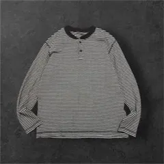 00s OLD UNIQLO ロンT ヘンリーネック ボーダー ネイビー　y2k