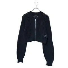 SUREVE シュリーブ(M)クロップド 透かし編み カーディガン/ブラック