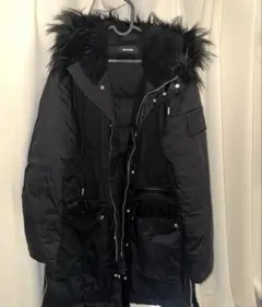 DIESEL ファー付きモッズコート　ダウン　黒