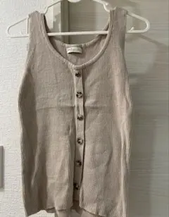 earth music&ecology リブニットトップス　ベージュ