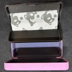 Zoff メガネケース ブラック ピンク メガネ拭き 2点セット ゾフ