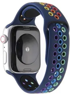 コンパチブル Apple Watch バンド ダークブルー カラフル