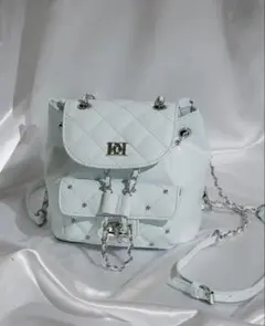 期間限定お値下げ ダーリッチキルティングビジューミニリュック　sax