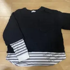 ブランシェス　フェイク重ね着プルオーバー　ボーダー　ブラック　130㎝