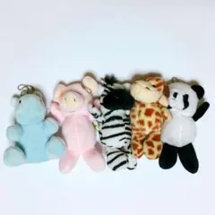 ダイソー　アニマルマスコット　キーホルダー　パンダ　キリン　カバ　ブタ　シマウマ