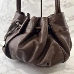 FURLA フルラ 本革 レザー ドローストリング セミショルダー ハンドバッグ