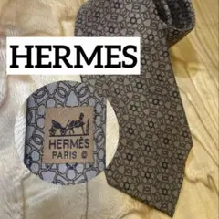 HERMES 幾何学模様 シルクネクタイ　ビジネス　フォーマル