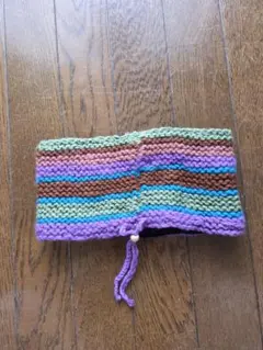 ヘアターバン　カラフルストライプニット