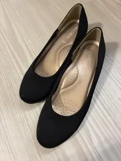 スエード調 黒 スリッポンパンプス 24.0cm