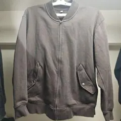 GU XL ブラウン ヘビーウェイトスウェットリブブルゾン 暖かい 冬 綿80%