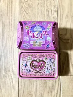 セボンスター　缶　お菓子缶　エンボス缶　トレジャー缶　チョコレート　ピンク　宝石