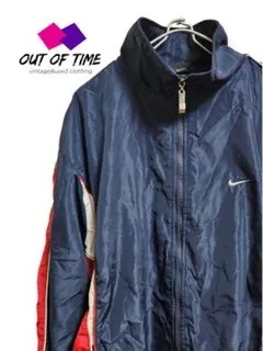 90sUSA製NIKEナイキナイロンジャケットブルゾン刺繍ロゴジップアップ