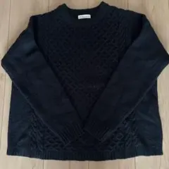 earth music&ecology ダークネイビー ケーブルニット