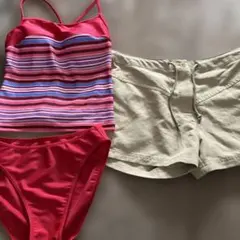 UNIQLO セパレート水着 3点セット Mサイズ　可愛いボーダー柄のサムネイル