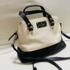kate spade ショルダーバッグ 2way バイカラー レザー 白