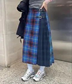 新品 レイビームス チェック柄プリーツスカート