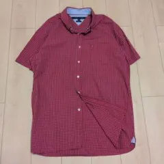 かっこいい　TOMMY HILFIGER チェック柄 半袖シャツ レッド XL