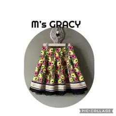 未使用タグ付　M'S GRACY 花柄 フレアスカート38 日本製のサムネイル