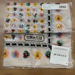 COACH 花柄ハンカチ ベージュ