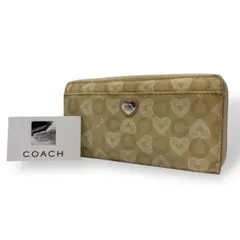 コーチ オプアートハート 長財布 ウォレット ラウンドファスナー ロゴプレート