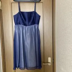 ネイビー スリーブレス Aライン パーティードレス