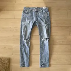 ZARA ダメージ加工 デニム スキニーパンツ ライトブルー M〜L相当