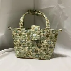 ハンドメイド　キルティング　ミニトートバッグ　Dカン付き