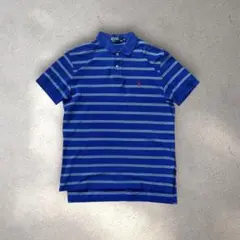 【90s】PoloRalphLaurenボーダーポロシャツ M ブルー city