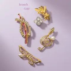 【美品】ゴールドブローチ　ワンポイントアクセサリー　可愛い　キラキラ　針タイプ
