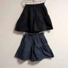 黒(160)とデニム(150)のキュロットパンツ