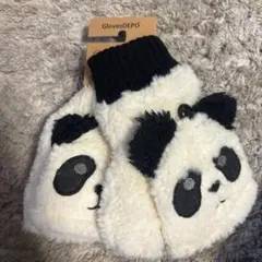 GlovesDEPO パンダデザイン 指なし手袋